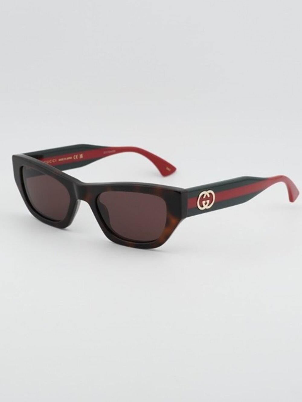 Gucci GG2116S 002  Sunglasses Havana Cat Eye Frame, Brown Lenses